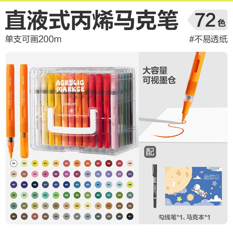 デリバッグ ストレート液体アクリルマーカーペン ソフトヘッド 積み重ね可能 強力なカバー力 小学生の絵画用の紙が透けにくい|undefined