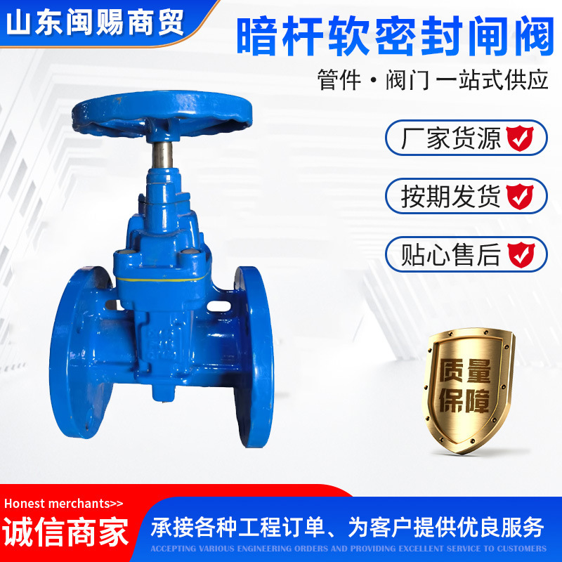 暗杆软密封闸阀球墨铸铁消防不锈钢铸钢水开关暗杆软密封闸阀