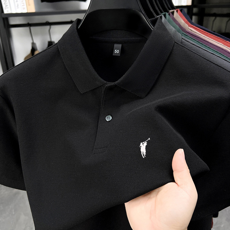 ポール100% 綿tシャツ男性ビジネスカジュアル純綿poloシャツが襟を返しています。|undefined
