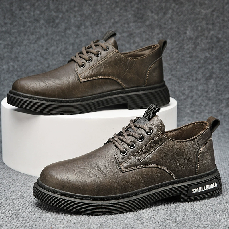 Осенняя мужская обувь в британском стиле с круглой головкой