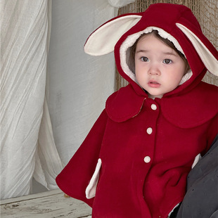 Super Cute 2025 New Baby Cape for Autumn and Winter, Newborn Girl's Outdoor Windproof Korean Style Children's Thickened Warm Shawl