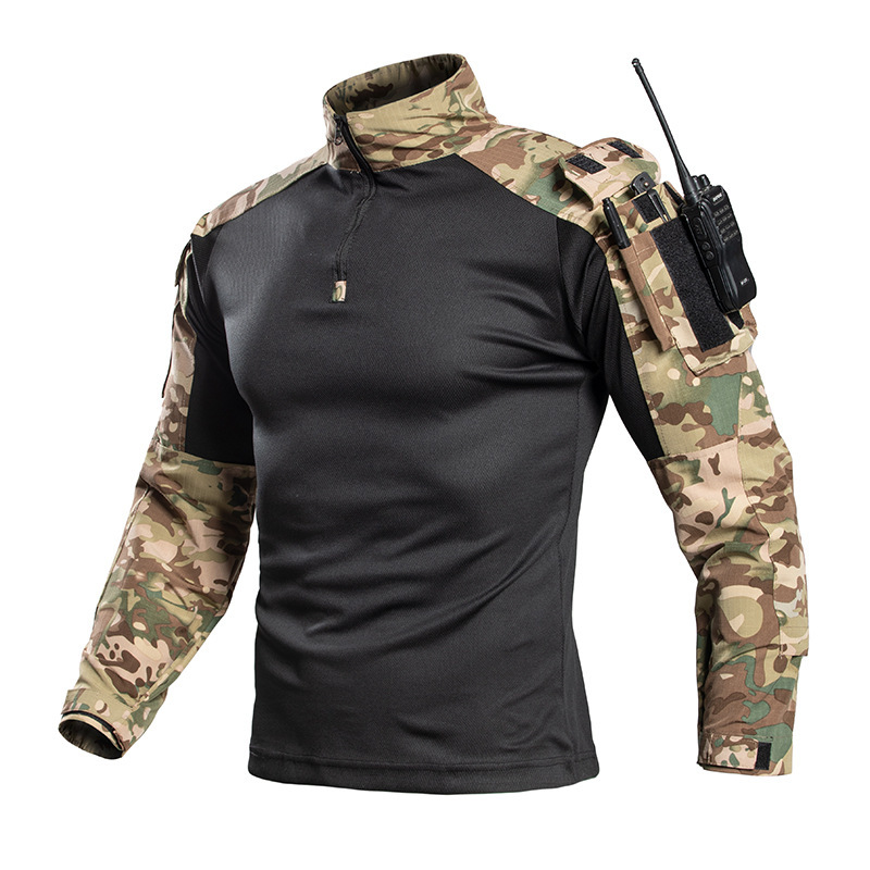 Cross-border long-sleeve summer T-shirt with stand-up collar, sports apparel, outdoor casual sports tactical shirt, instructor T-shirt