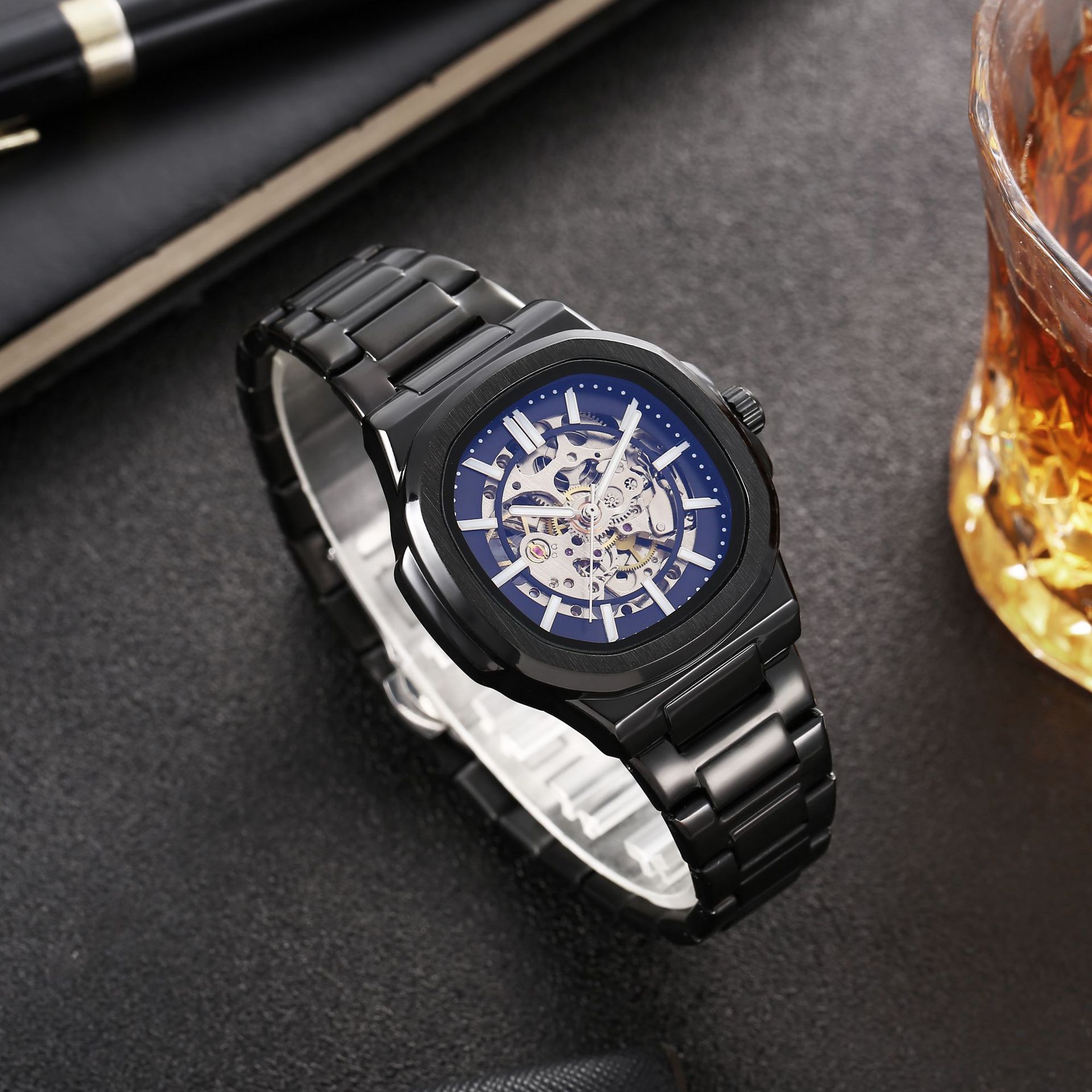 Hollow Men's Watch, Fully Automatic Mechanical Watch, Popular on Xiaohongshu, Nautilus Business Watch, Trendy and Fashionable, Luminous