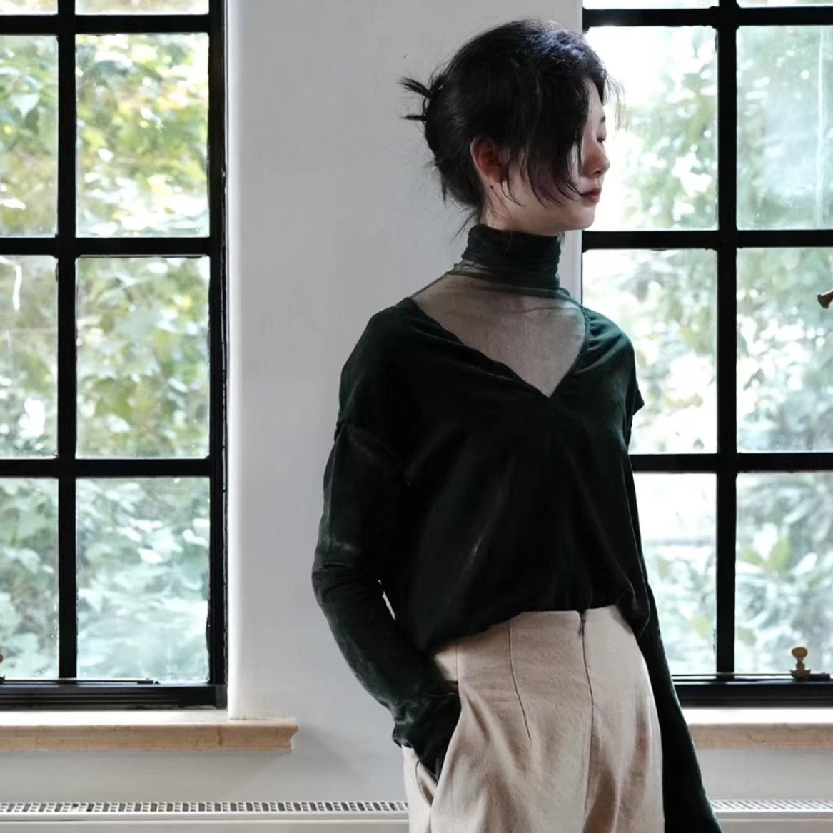 In Stock! Spanish Niche Design~~ Thin as a Cicada's Wings, Silk Mesh Inner Wear, Multiple Colors to Choose From~~