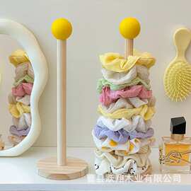 跨境木质大肠发圈收纳架桌面橡皮筋头绳支架商用鲨鱼夹发圈展示架