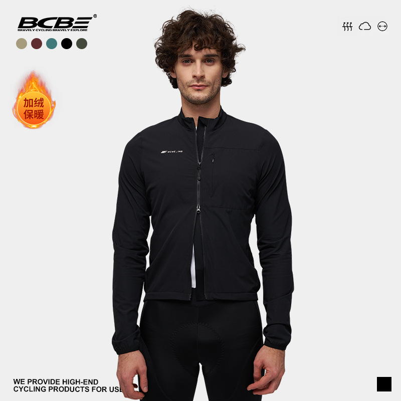 Bcbe-Ing Autumn and Winter Cycling Windproof Top Fleece Thickened Warm Road Cycling Long-Sleeved Jacket