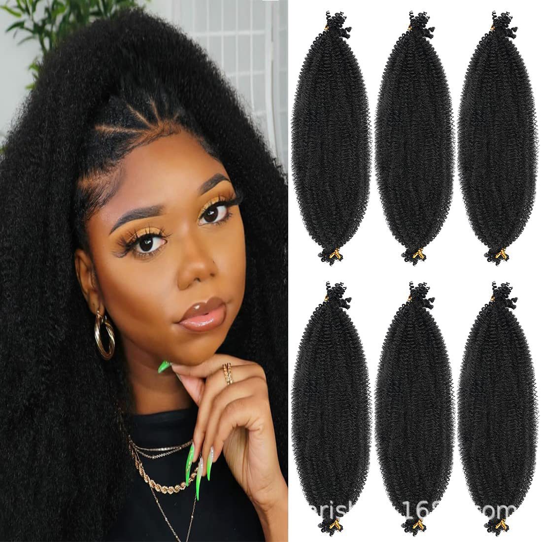 16 pulgadas Afro rizado Marley trenza Crochet pelo desmenuzado Caterpillar