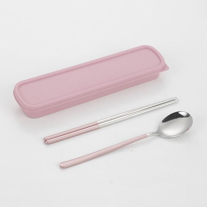 304 vajilla de acero inoxidable cuchara coreana tenedor palillos estudiante portátil conjunto de tres piezas traje creativo regalo puede ser logotipo personalizado
