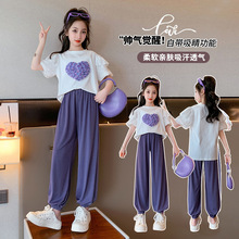 女童运动套装夏装2025新款洋气儿童夏季中大童短袖女孩两件套夏款