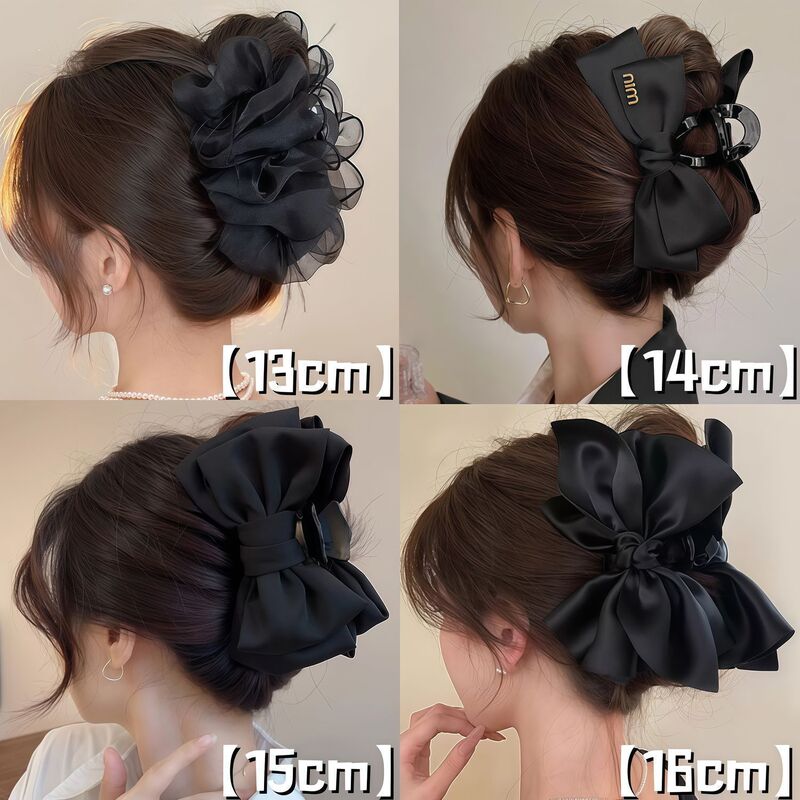 2025 New High-End Shark Clip for Large Hair Volume, Light Luxury Style, Double-Sided Bow, Large Claw Clip, Elegant Hair Accessory