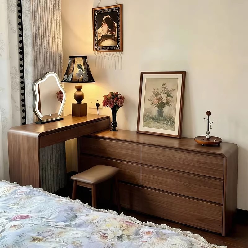 Esquina de madera maciza armario de tocador en un dormitorio moderno simple 2026 nueva mesa de maquillaje de esquina de mesas de cabecera