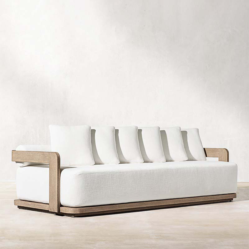 Diseñador de casa patio terraza sofá combo sala modelo sofá de madera maciza al aire libre nórdico sofá de teca al aire libre