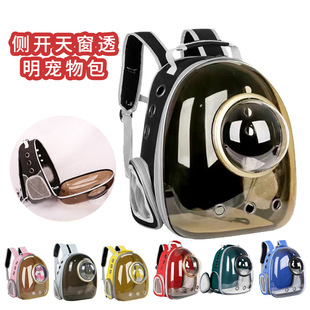 Panoramic Transparent Cat Bag Side Opening Skylight Breathable Backpack Pet Bag Outdoor Portable Transparent Portable Pet Backpack