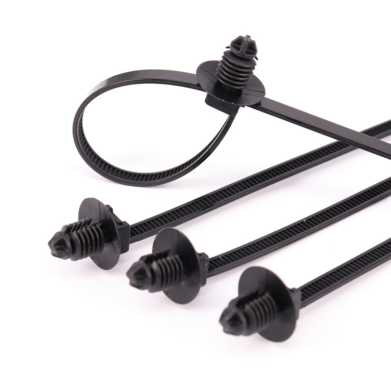 4.6*220螺纹插销式尼龙扎带 圆盘杉树型汽车扎带束线带飞机头绑带