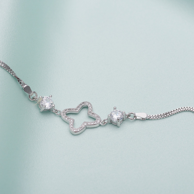 Pulsera de cuatro hojas de plata esterlina S925 mujer coreana simple nicho de diseño pulsera de plata personalidad moda joyería versátil