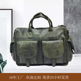 新款真皮男士斜挎包电脑手提包高级感头层植鞣牛皮休闲男单肩包包