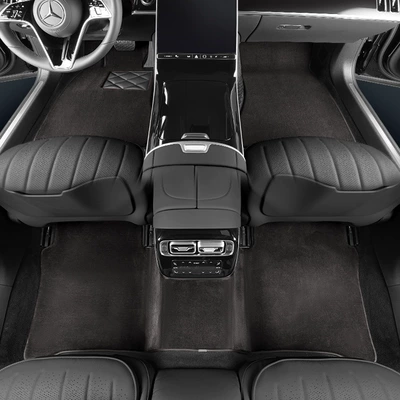 Suitable for Maybach S-Class S400L, Mercedes-Benz E300L, GLS, car-specific pure wool floor mats, original car carpet (Modelə uyğun ayaqaltı) - customized-20mm-thickened-single-piece-drivers-seat-classic-black