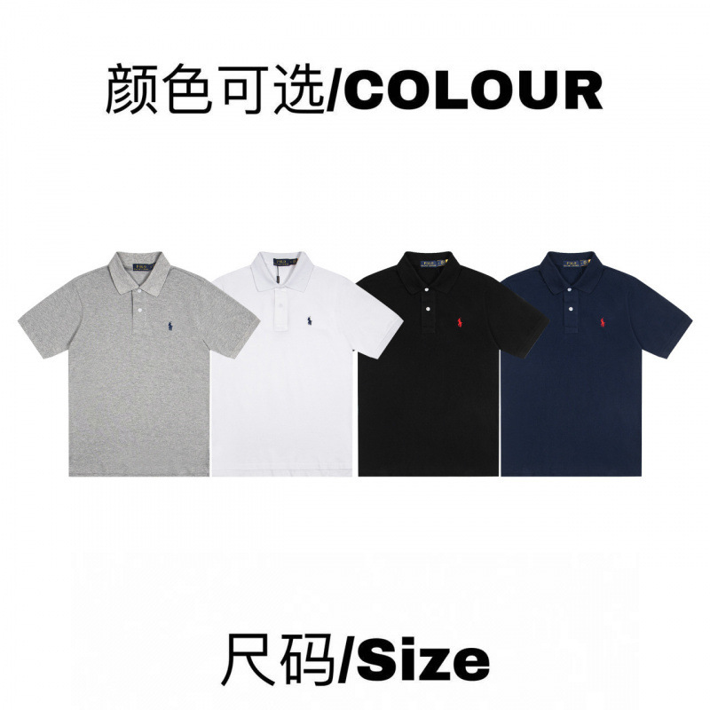 Scanable - Cross-Border New Summer Rl Men's Short-Sleeve Polo Shirt Collar T-Shirt Large Size Loose Pony Embroidery Men's