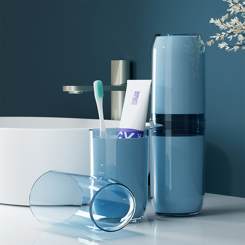 PET transparent toothbrush cup, mouthwash cup, dual-purpose travel couple tooth cup, high-looking pill double-section household cup