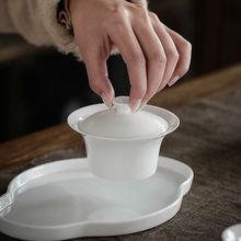 盖碗德化白瓷茶杯三才白色茶具家用功夫陶瓷日式泡茶防烫代发