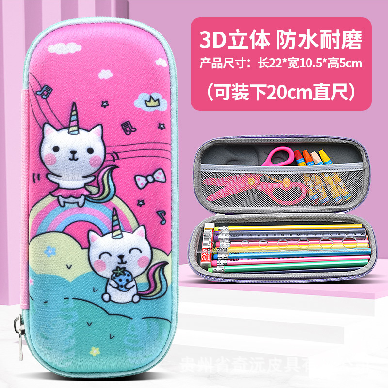 EVA papelería caja de lápices 3D tridimensional de doble capa de gran capacidad de dibujos animados niños estudiante impermeable resistente al desgaste LOGOTIPO conjunto Premio