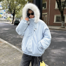 明星同款大毛领工装派克羽绒棉服女2025新款冬季保暖加厚棉袄外套