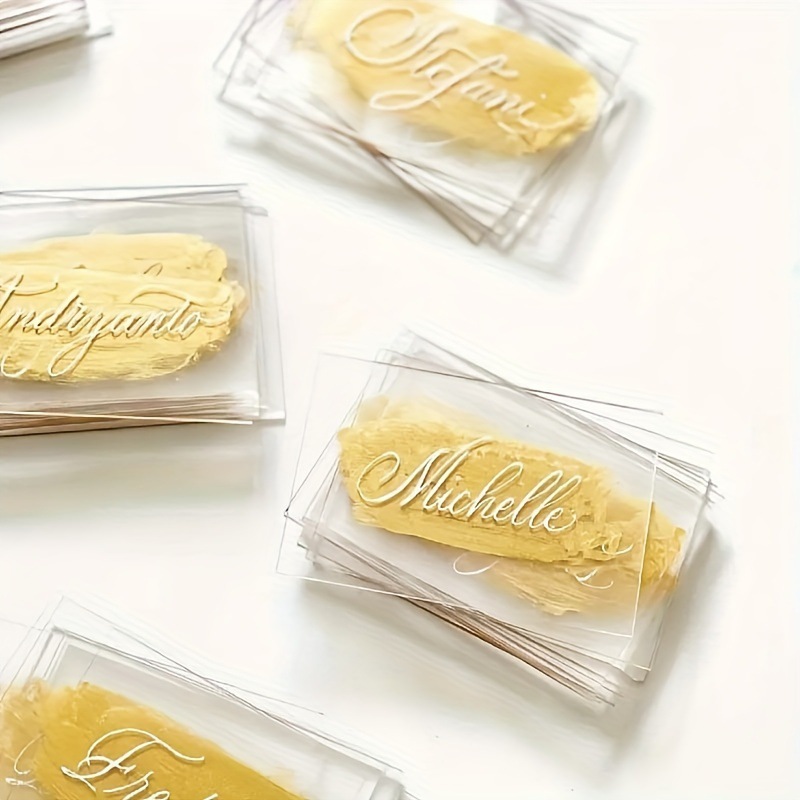 Fabricante de tarjetas de asiento de boda acrílicas transparentes, tarjetas de mesa, tarjetas de asiento, nombres de bricolaje pintados a mano en blanco, tarjetas de fiesta, etiquetas