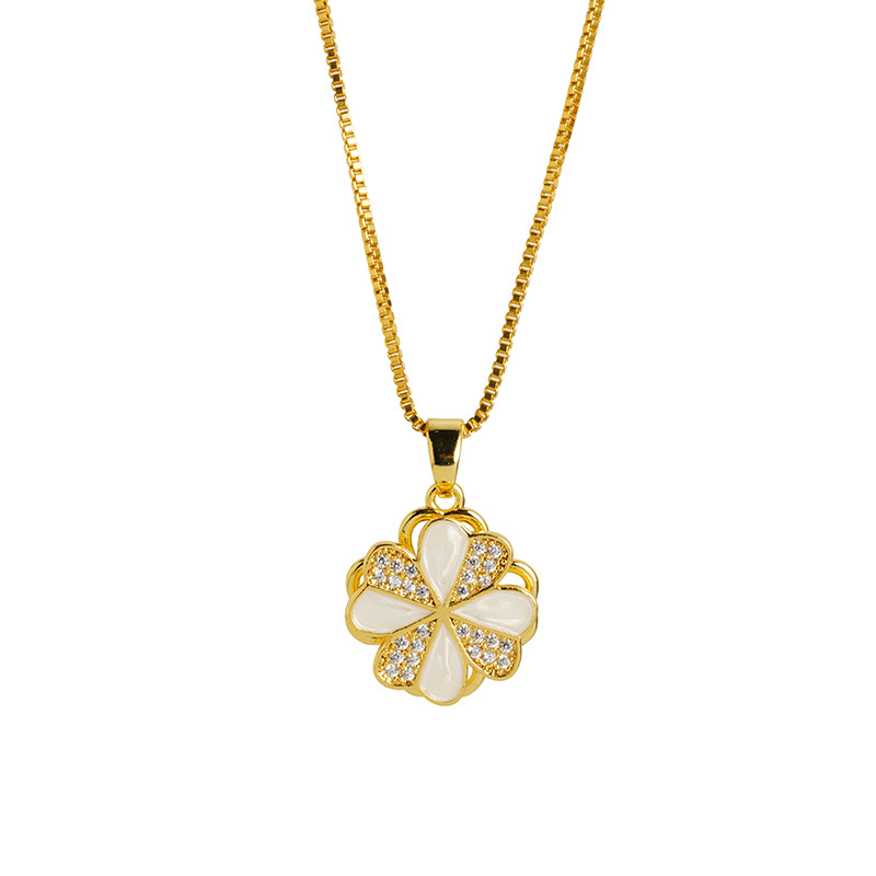 Vietnam diamantes de oro blanco flores combinación de collar sencillo anillo de lujo ligero para mujeres aretes de estilo elegante