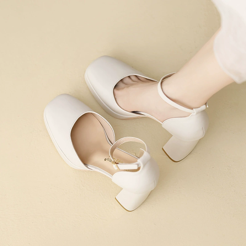 9612-1 Модные туфли на высоком каблуке с квадратным носком, непромокаемые туфли на платформе, женские туфли Мэри Джейн с пряжкой 10 см