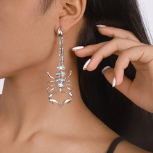 跨境夸张暗黑系几何微镶耳环 哥特式创意蝎子水钻长款耳坠
