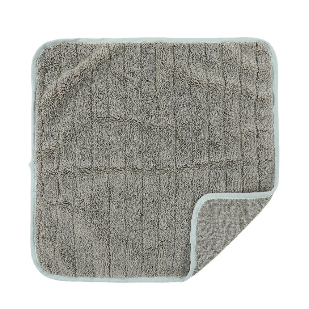 Toalla de limpieza de coche de lana alta y baja a rayas de borde al por mayor de fábrica, absorbente de agua, sin marcas, sin pérdida de cabello, seco y húmedo