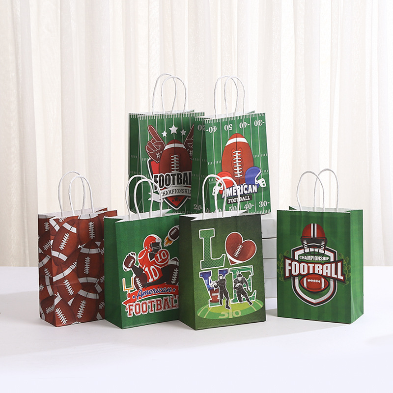 橄榄球手提袋印花派对糖果礼品袋牛皮纸纸袋批发购物袋礼物包装袋