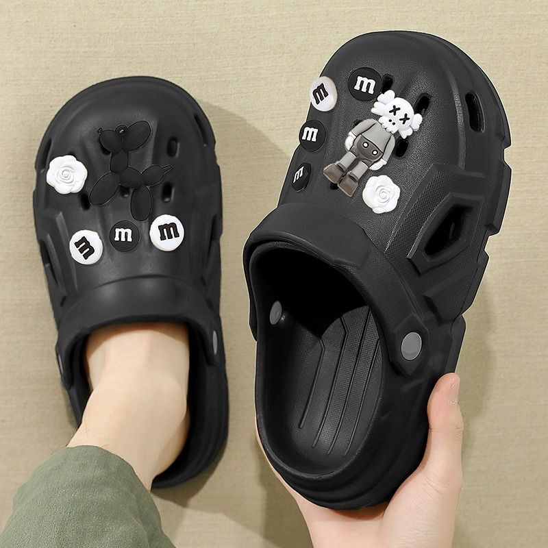 Hole Shoes Men's 2024 New Summer Outer Wear Thick Sole Dung Feeling Outdoor Beach Lovers Baotou Slippers Women
