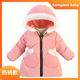 跨境外贸童装 冬季韩版女童连帽外套ins女童可爱云朵棉衣撞色外套