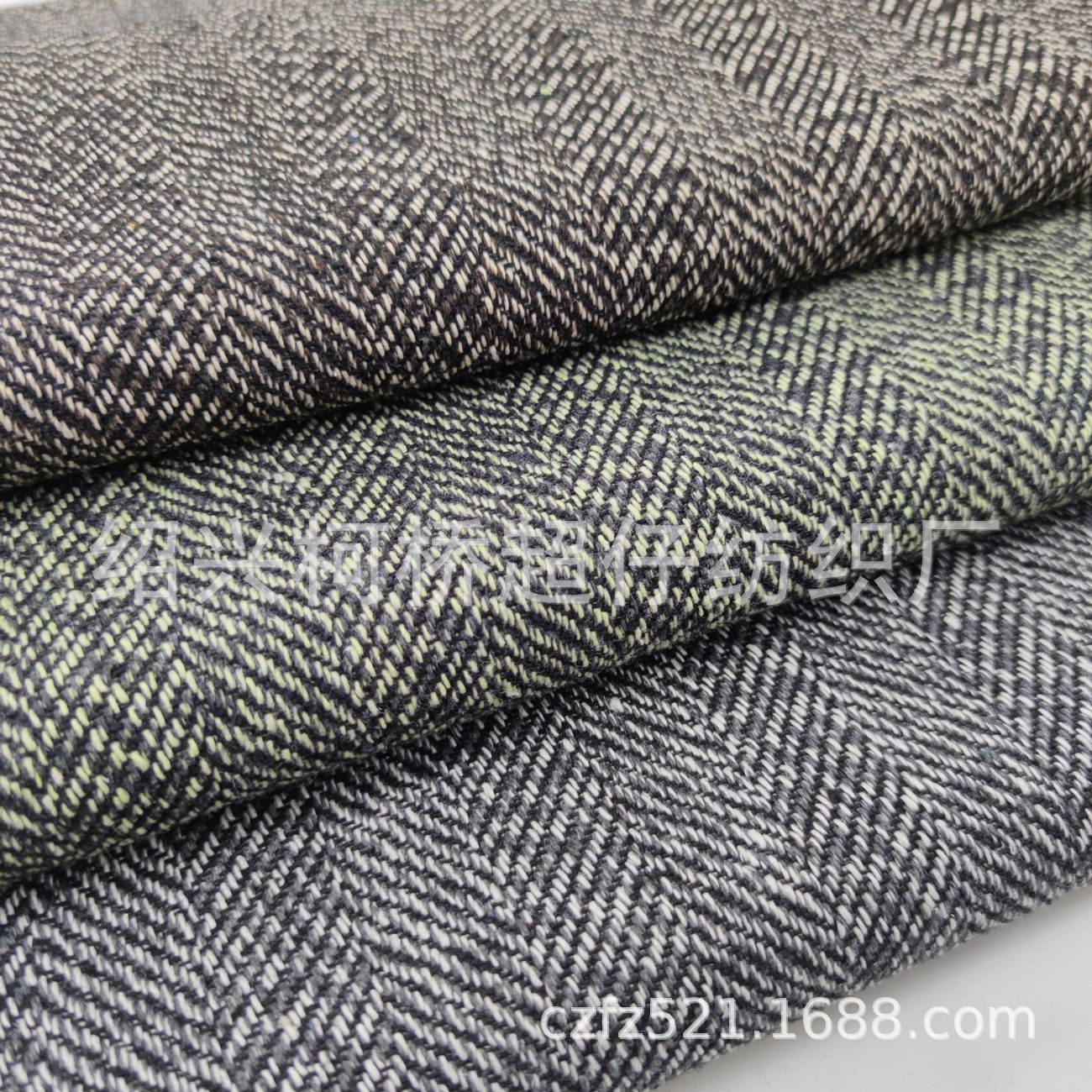 起毛双色人字呢粗纺毛呢大衣裤裙鞋帽箱包服饰面料