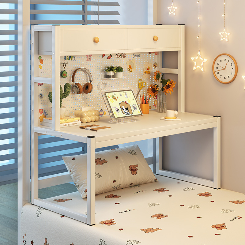 Bedside Computer Desk for College Students, Dormitory Bookshelf, Storage Integrated Pegboard, Lazy Study Writing Desk