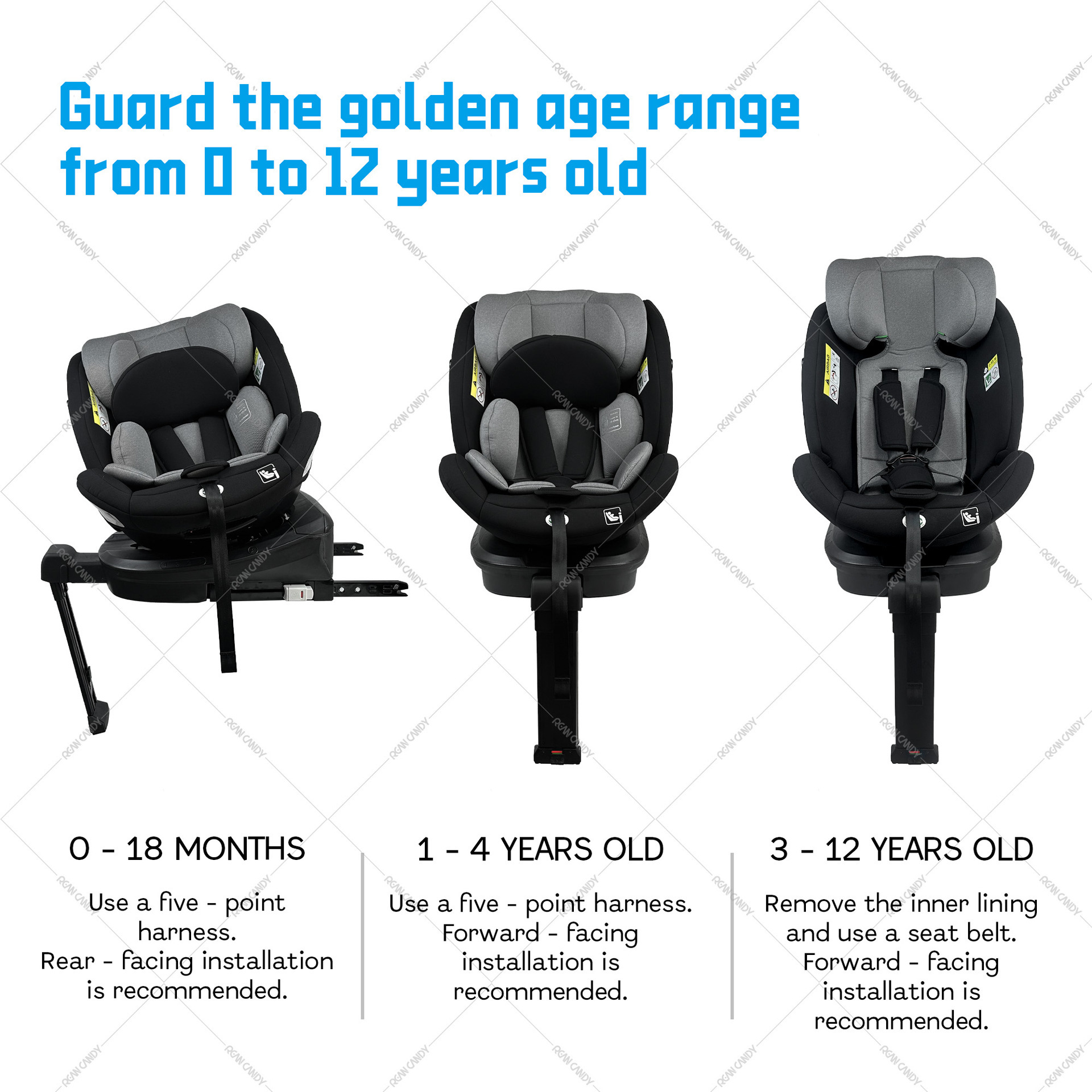 Spot 0-12 Years Old Kidsren's 360-Degree Rotating Safety Seat Baby Space Capsule Isofix Car Isi