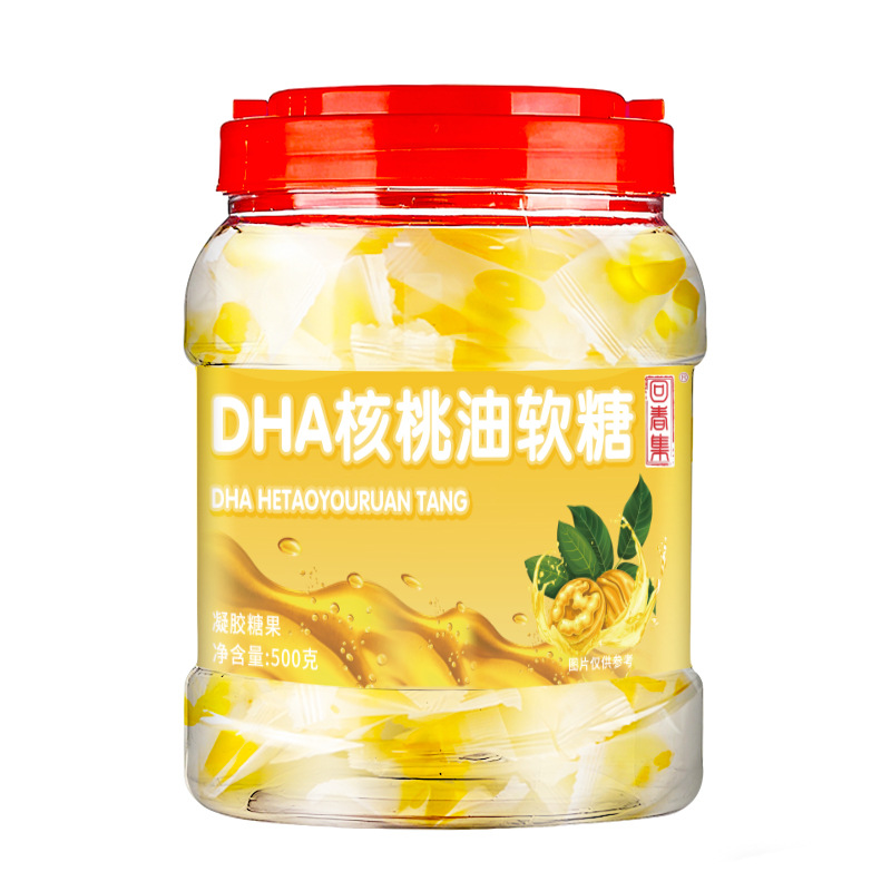 Walnut Oil Gummy Candy (Juglans regia) — 500g Bucket, Fruit Gummy with Walnut Oil overview