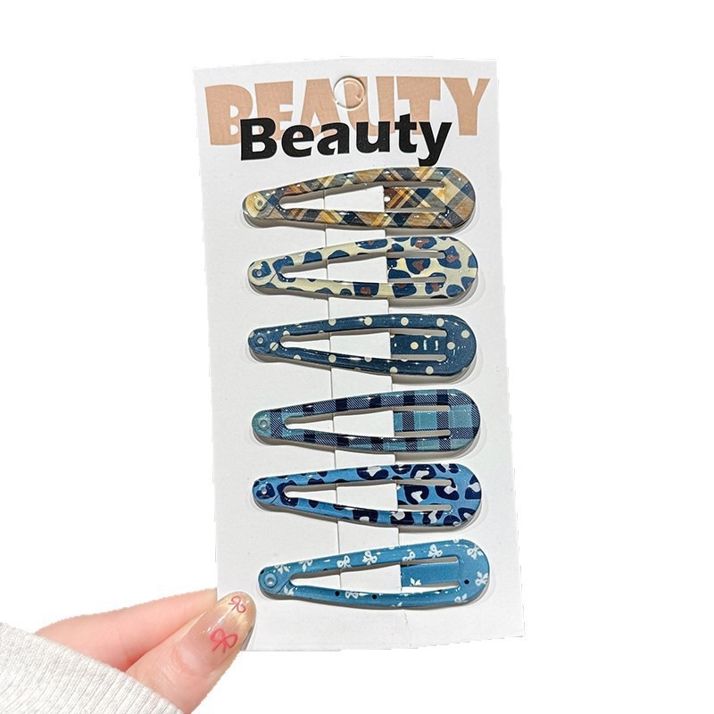 Blue leopardo estrella clips de cabello para niños frente lateral clips de pestaña clips de cabello rotos clips de cabello BB tocado de niña