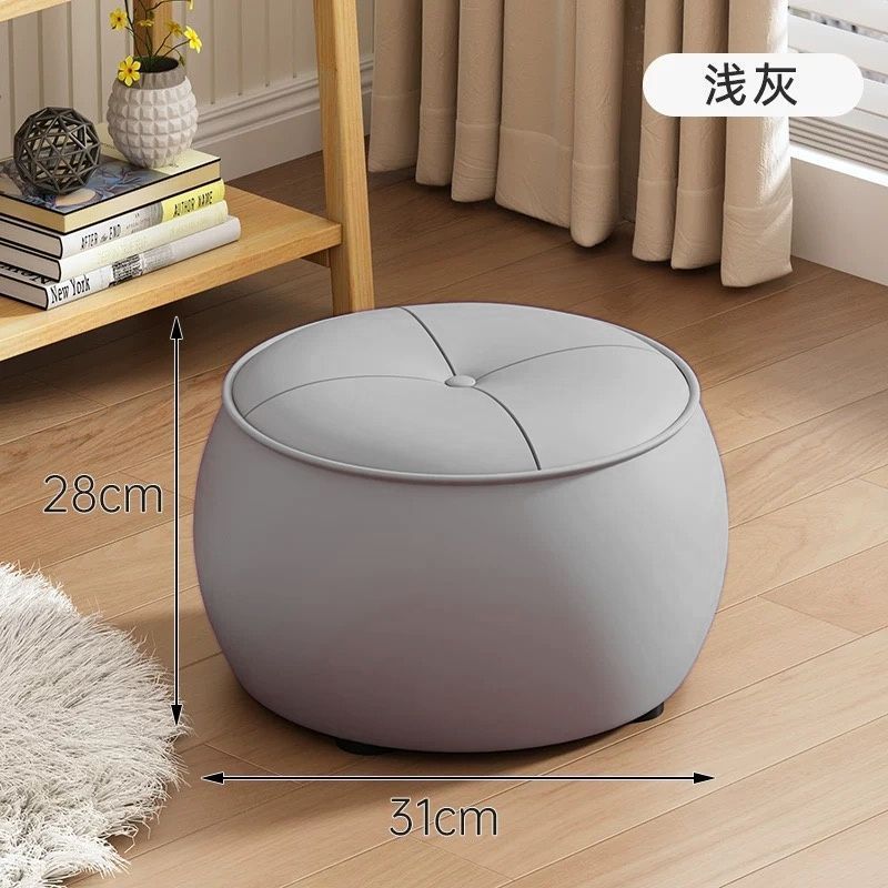 모네 그레이 극세사 가죽 라운드 스툴