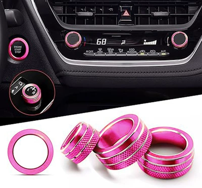 Other Automotive Interior Supplies, Air Conditioning Knob Decorative Ring - air-conditioning-2-rear-view-1-start-ring-1-dark-pink-4-piece-set