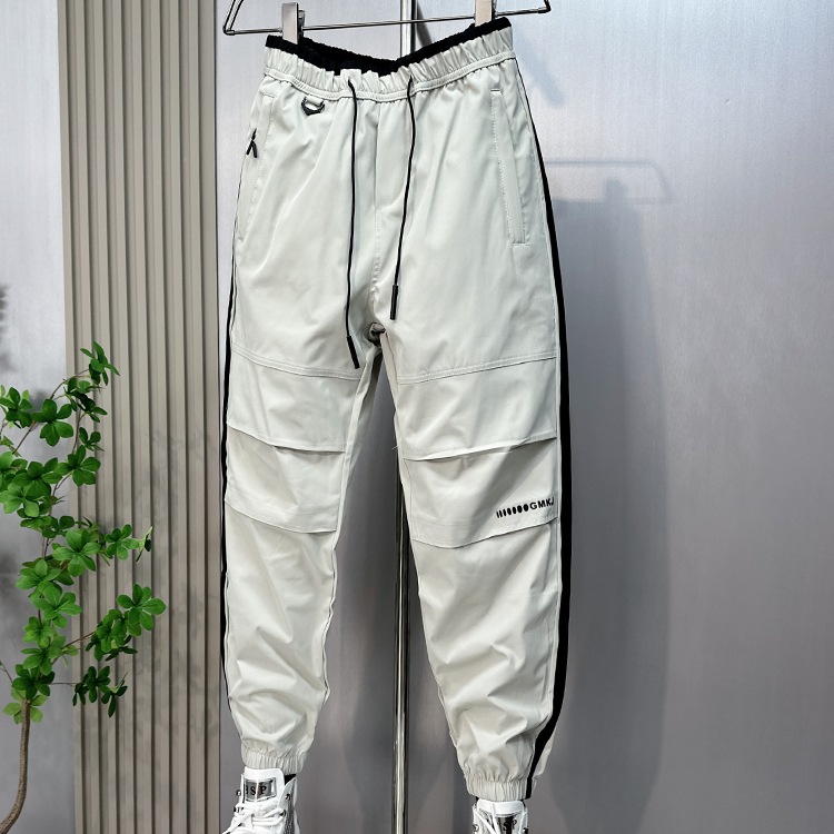 Trendy brand work for men in spring summer, thin fit, loose fitting, ankle tied, casual cropped pants, Korean version,_voghion.com