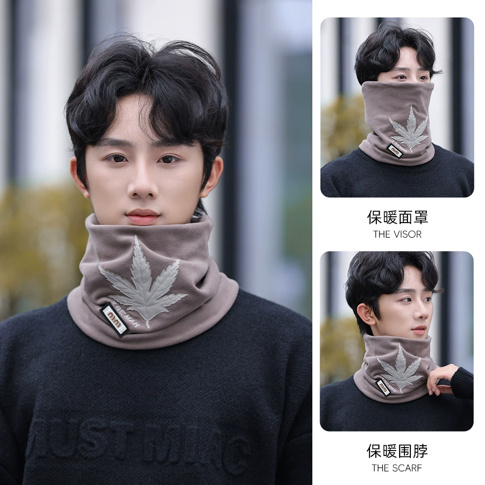 Зимняя пара теплая шея осенняя и зимняя двухслойная толстая наконечник мужской корейский сплошной цвет с плюшевым вышивкой шарф