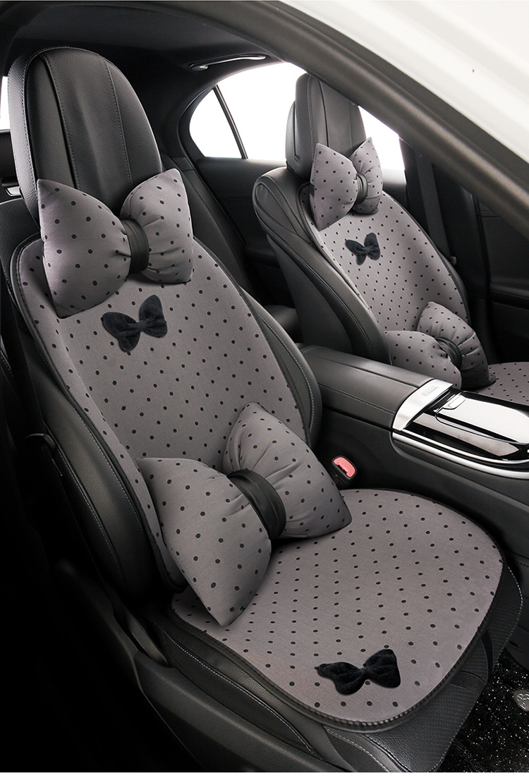Car Seat Cushion, Universal for All Seasons, Half-Pack Seat Cover, Bow, Small Fragrance Goddess Style, Rear Three-Piece Car Seat Cushion