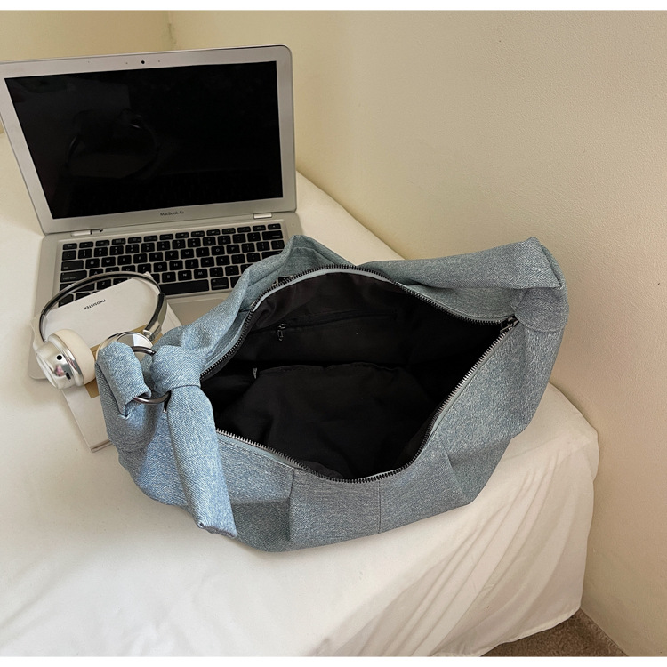 Niche design denim bag for women 2025, large capacity, casual and versatile, single-shoulder crossbody dumpling bag, fashionable underarm bag undefined