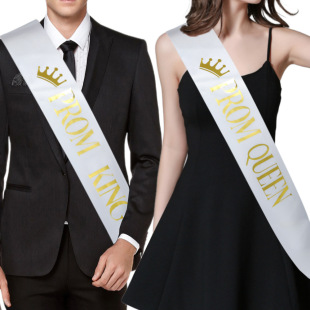 Cross-border Prom Shoulder Strap Sade PROM KING/QUEEN Bronzing Etiquette Strap Bachelor Party Dress