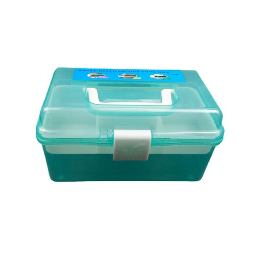 Factory sales 599PP plastic medium double-layer transparent tool box multi-purpose storage box art pencil box manicure
