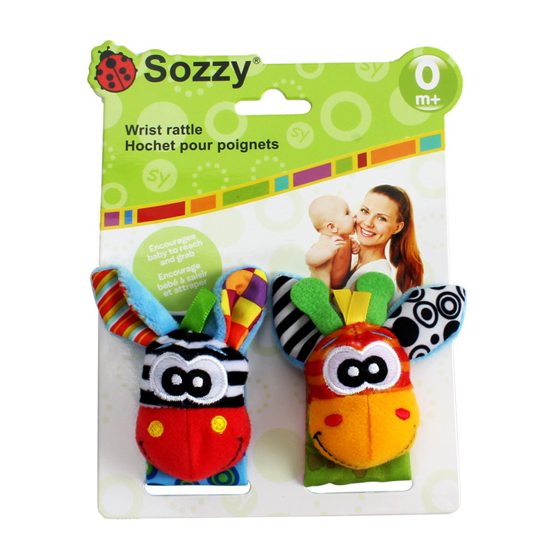 Sozzy lindo animal muñeca Bell calcetines bebé educación temprana sonando papel bebé sonajero juguete de peluche