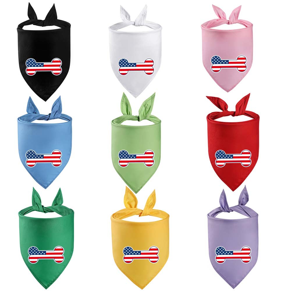 Fabricante en stock nuevo transfronterizo Día DE LA Independencia Americana mascota triángulo Toalla de algodón de una sola capa mascota bufanda perro saliva toalla