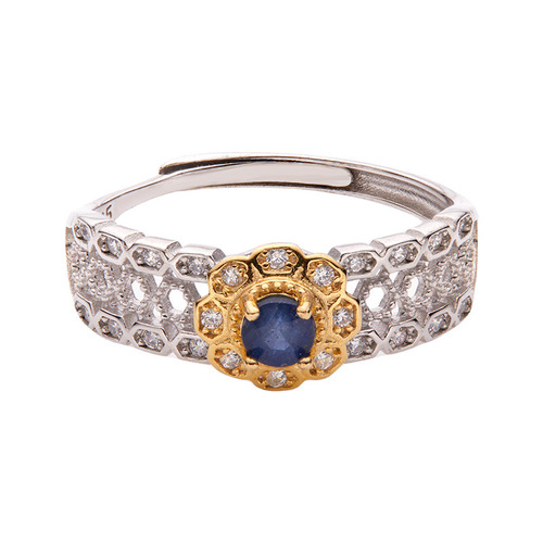 Live Streaming Ring S925 Pure Silver Natural Color Gemstone Ring for Women, European and American Cross-border Xiaohongshu Decorative Accessories Wholesale